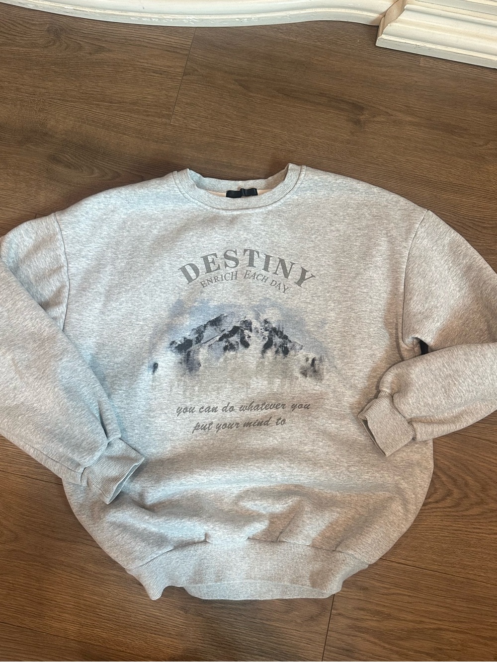 Grey Graphic Oversized Crewneck Sweatshirt